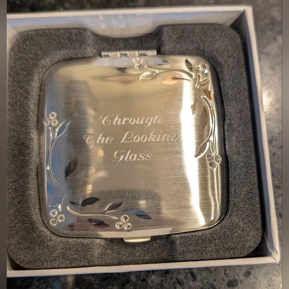 Silver Compact Mirror Through The Looking Glass Engraving From Things Remembered